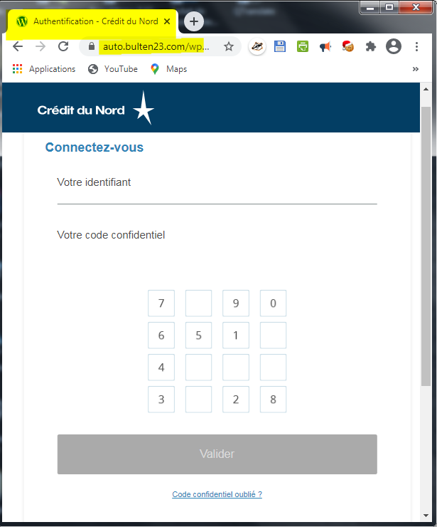 Fausse page du CDN image de la page du site de phishing