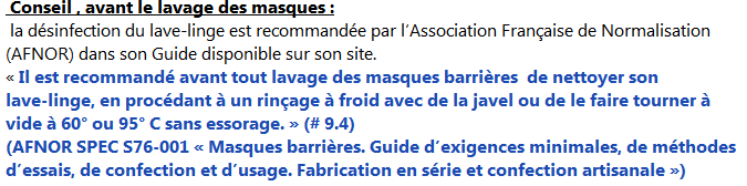 Image texte recommandation désinfection lave-linge