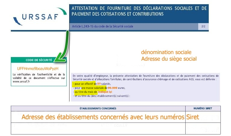 fac-simile de l'attestation de vigilance