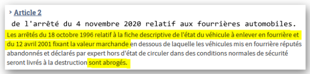 Art.2 arrêté du 4 novembre 2020