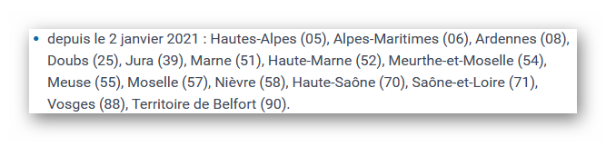 Liste des départements