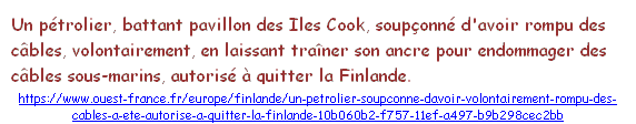 Article de Ouest-france - Câbles coupés en mer Baltique