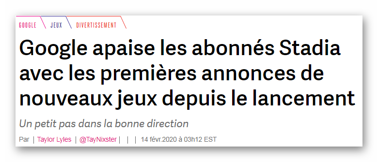 Cliquez sur l'image pour lire l'article original de the verge Google apaise les abonnés de Stadia