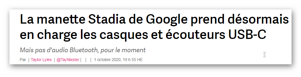 Google stadia supporte enfin les écouteurs et casques USB-C